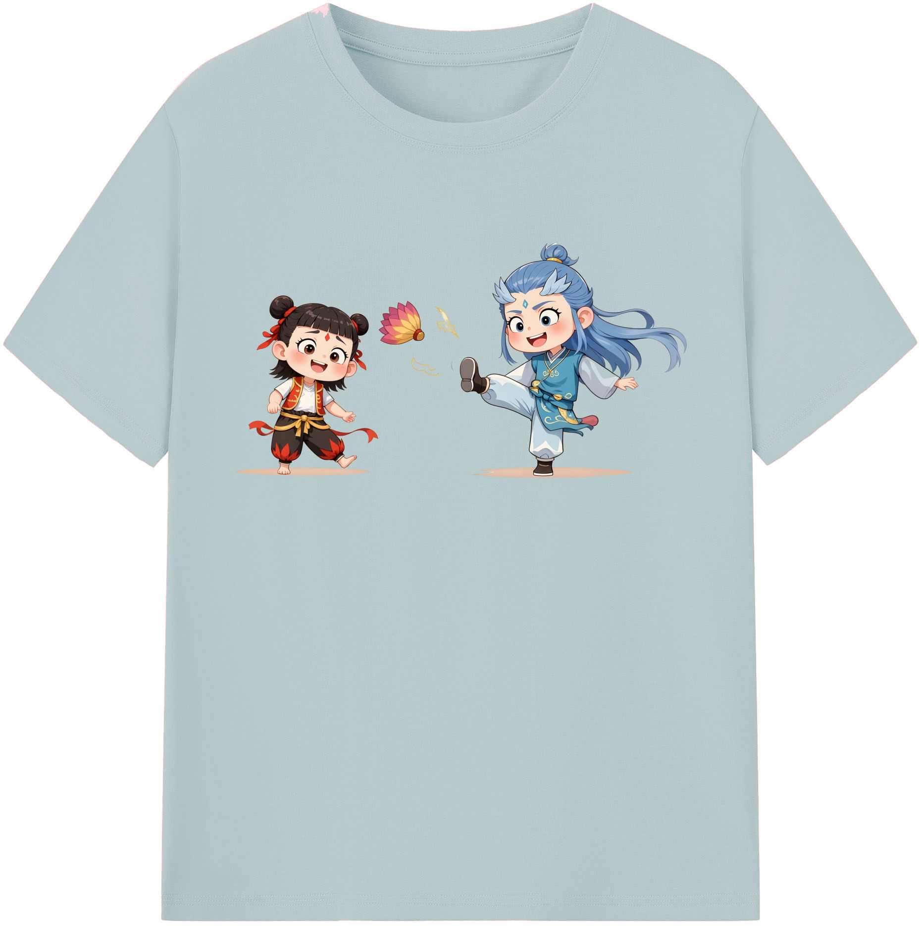 （画像用） Ne Zha 2 ナタ 魔童の大暴れ 綿100％半袖Tシャツ（フロントプリント）